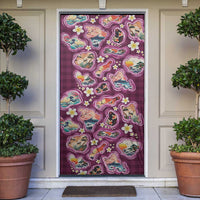 Hawaii Islands Map Design with Japanese Landscape Door Cover Hawaiian Japan Fusion Art Pink Color LT03 Pink - Polynesian Pride