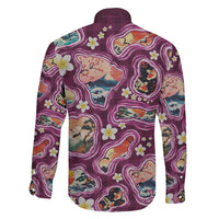 Hawaii Islands Map Design with Japanese Landscape Family Matching Puletasi and Hawaiian Shirt Hawaiian Japan Fusion Art Pink Color LT03 - Polynesian Pride