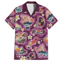 Hawaii Islands Map Design with Japanese Landscape Hawaiian Shirt Hawaiian Japan Fusion Art Pink Color LT03 Pink - Polynesian Pride