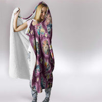 Hawaii Islands Map Design with Japanese Landscape Hooded Blanket Hawaiian Japan Fusion Art Pink Color LT03 - Polynesian Pride