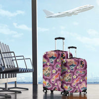 Hawaii Islands Map Design with Japanese Landscape Luggage Cover Hawaiian Japan Fusion Art Pink Color LT03 - Polynesian Pride