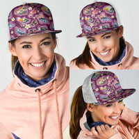 Hawaii Islands Map Design with Japanese Landscape Mesh Trucker Cap Hawaiian Japan Fusion Art Pink Color LT03 - Polynesian Pride