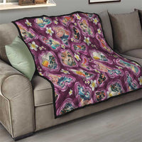 Hawaii Islands Map Design with Japanese Landscape Quilt Hawaiian Japan Fusion Art Pink Color LT03 - Polynesian Pride
