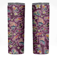 Hawaii Islands Map Design with Japanese Landscape Skinny Tumbler Hawaiian Japan Fusion Art Pink Color LT03 Pink - Polynesian Pride