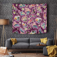 Hawaii Islands Map Design with Japanese Landscape Tapestry Hawaiian Japan Fusion Art Pink Color LT03 Pink - Polynesian Pride