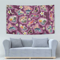 Hawaii Islands Map Design with Japanese Landscape Tapestry Hawaiian Japan Fusion Art Pink Color LT03 - Polynesian Pride