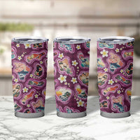 Hawaii Islands Map Design with Japanese Landscape Tumbler Cup Hawaiian Japan Fusion Art Pink Color LT03 - Polynesian Pride