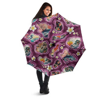 Hawaii Islands Map Design with Japanese Landscape Umbrella Hawaiian Japan Fusion Art Pink Color LT03 - Polynesian Pride