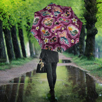 Hawaii Islands Map Design with Japanese Landscape Umbrella Hawaiian Japan Fusion Art Pink Color LT03 - Polynesian Pride