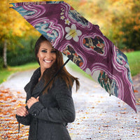Hawaii Islands Map Design with Japanese Landscape Umbrella Hawaiian Japan Fusion Art Pink Color LT03 - Polynesian Pride