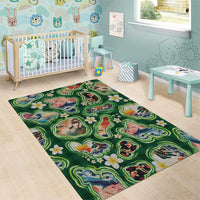 Hawaiian and Japanese Culture Together Area Rug Hawaiian Island Shapes with Japanese Landscape Green Color LT03 - Polynesian Pride