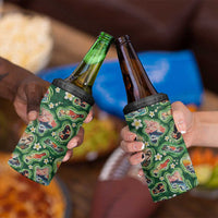 Hawaiian and Japanese Culture Together 4 in 1 Can Cooler Tumbler Hawaiian Island Shapes with Japanese Landscape Green Color LT03 - Polynesian Pride