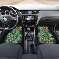 Hawaiian and Japanese Culture Together Car Mats Hawaiian Island Shapes with Japanese Landscape Green Color LT03 Set 2pcs - Front Green - Polynesian Pride