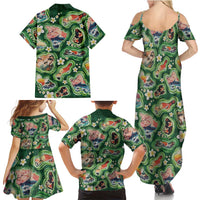 Hawaiian and Japanese Culture Together Family Matching Summer Maxi Dress and Hawaiian Shirt Hawaiian Island Shapes with Japanese Landscape Green Color LT03 - Polynesian Pride