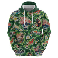 Hawaiian and Japanese Culture Together Hoodie Hawaiian Island Shapes with Japanese Landscape Green Color LT03 - Polynesian Pride