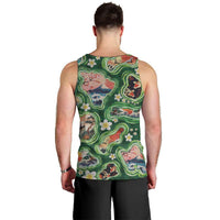 Hawaiian and Japanese Culture Together Men Tank Top Hawaiian Island Shapes with Japanese Landscape Green Color LT03 - Polynesian Pride