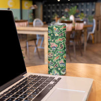 Hawaiian and Japanese Culture Together Skinny Tumbler Hawaiian Island Shapes with Japanese Landscape Green Color LT03 - Polynesian Pride