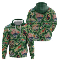 Hawaiian and Japanese Culture Together Zip Hoodie Hawaiian Island Shapes with Japanese Landscape Green Color LT03 - Polynesian Pride
