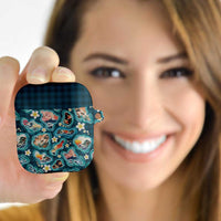 Hawaiian and Japanese Culture Together AirPods Case Hawaiian Island Shapes with Japanese Landscape Teal Color LT03 - Polynesian Pride
