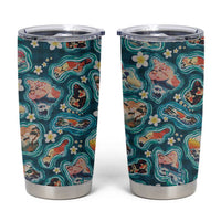 Hawaiian and Japanese Culture Together Tumbler Cup Hawaiian Island Shapes with Japanese Landscape Teal Color LT03 Teal - Polynesian Pride