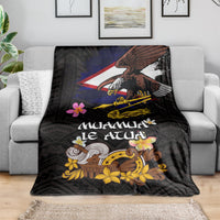 American Samoa Fue and Kava Bowl Blanket Plumeria and Polynesian Pattern