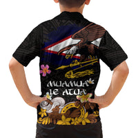 American Samoa Fue and Kava Bowl Family Matching Off Shoulder Short Dress and Hawaiian Shirt Plumeria and Polynesian Pattern LT03 - Polynesian Pride