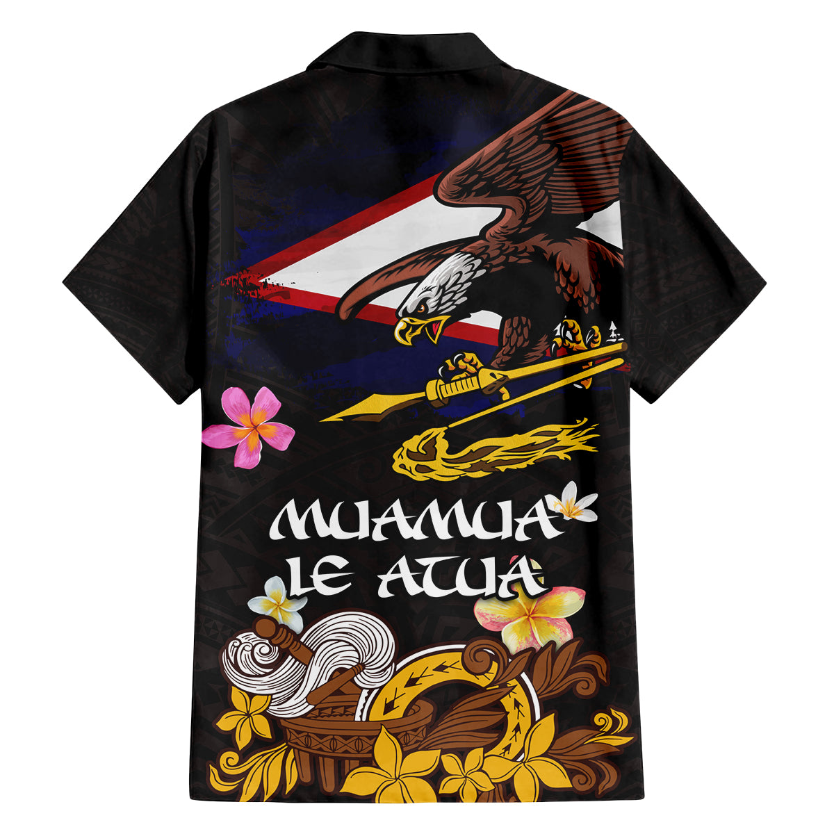 American Samoa Fue and Kava Bowl Family Matching Summer Maxi Dress and Hawaiian Shirt Plumeria and Polynesian Pattern LT03 - Polynesian Pride