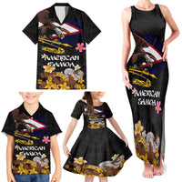 American Samoa Fue and Kava Bowl Family Matching Tank Maxi Dress and Hawaiian Shirt Plumeria and Polynesian Pattern LT03 - Polynesian Pride