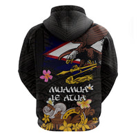 American Samoa Fue and Kava Bowl Hoodie Plumeria and Polynesian Pattern LT03 - Polynesian Pride