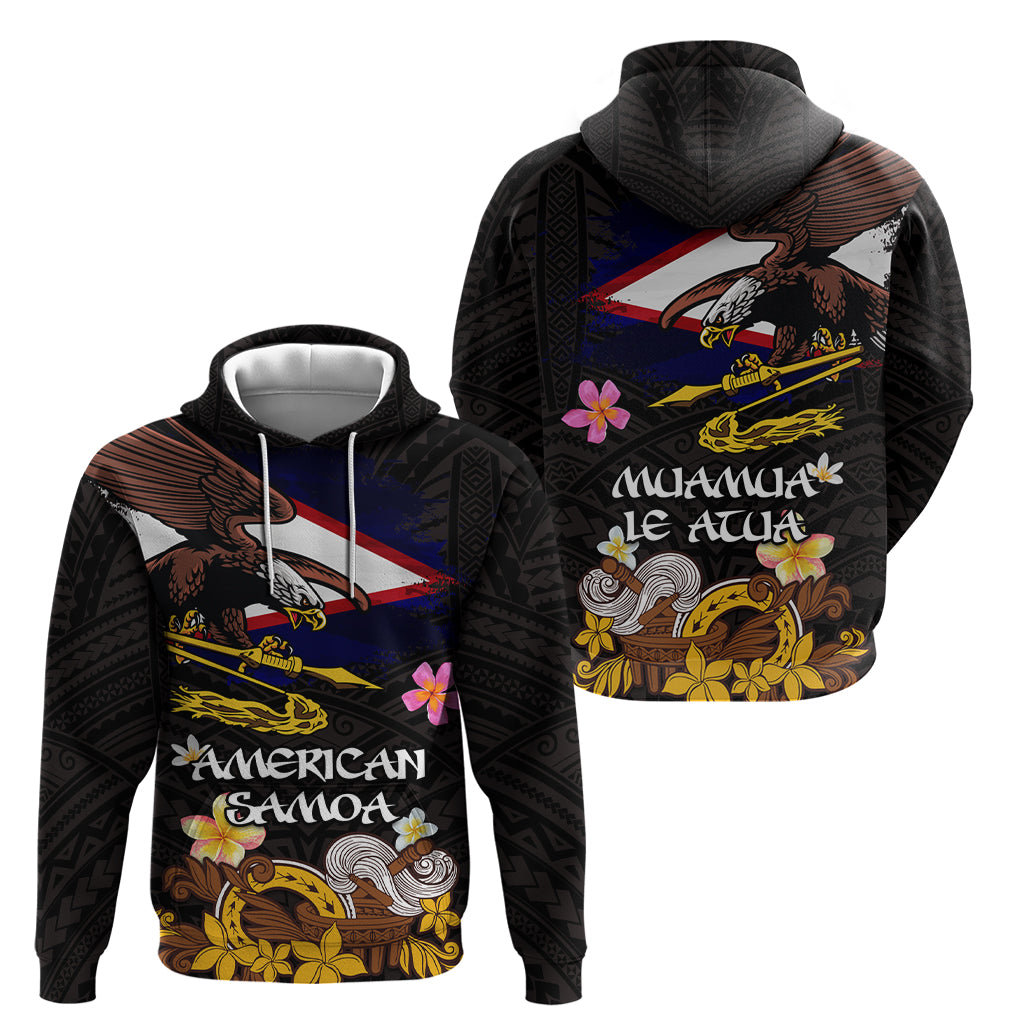 American Samoa Fue and Kava Bowl Hoodie Plumeria and Polynesian Pattern LT03 - Polynesian Pride