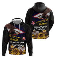 American Samoa Fue and Kava Bowl Hoodie Plumeria and Polynesian Pattern LT03 - Polynesian Pride