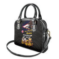 American Samoa Fue and Kava Bowl Shoulder Handbag Plumeria and Polynesian Pattern
