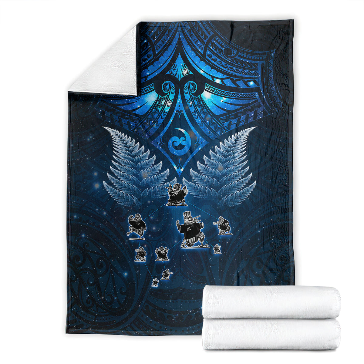 New Zealand Matariki Blanket Maori Pattern and Kiwi Bird Haka Dance Sky Night