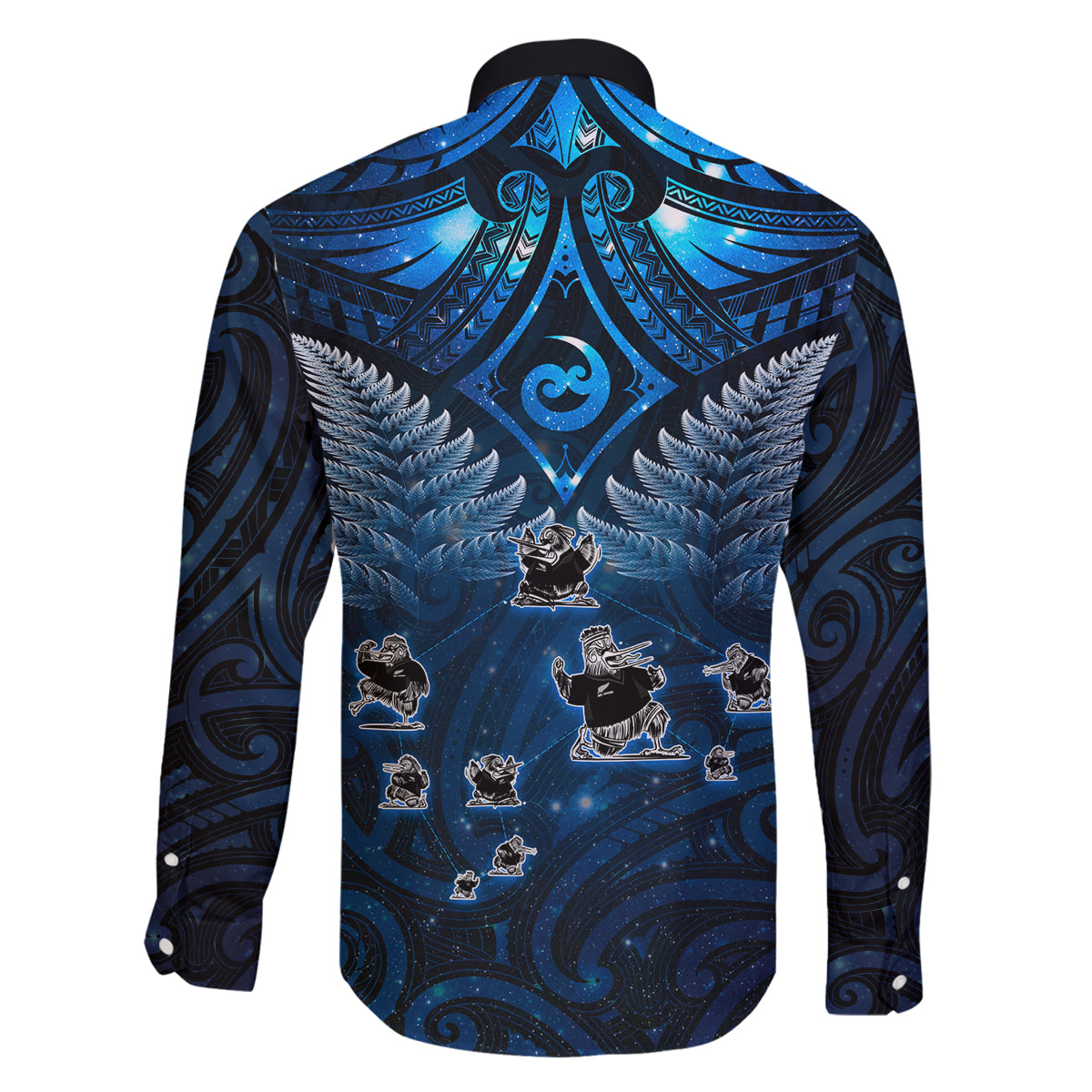 New Zealand Matariki Family Matching Summer Maxi Dress and Hawaiian Shirt Maori Pattern and Kiwi Bird Haka Dance Sky Night LT03 - Polynesian Pride