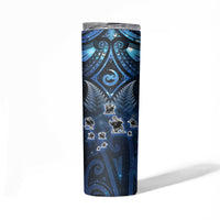 New Zealand Matariki Skinny Tumbler Maori Pattern and Kiwi Bird Haka Dance Sky Night LT03 - Polynesian Pride