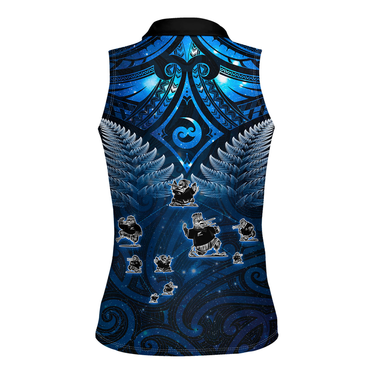 New Zealand Matariki Women Sleeveless Polo Shirt Maori Pattern and Kiwi Bird Haka Dance Sky Night LT03 - Polynesian Pride