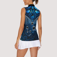 New Zealand Matariki Women Sleeveless Polo Shirt Maori Pattern and Kiwi Bird Haka Dance Sky Night LT03 - Polynesian Pride