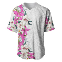 Hawaii Tropical Leaves and Flowers Baseball Jersey Tribal Polynesian Pattern White Style LT03 White - Polynesian Pride