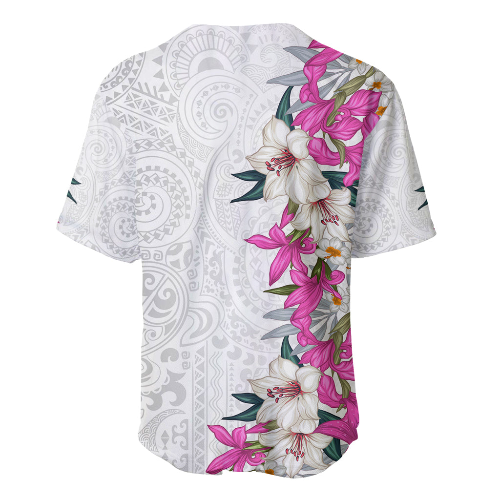 Hawaii Tropical Leaves and Flowers Baseball Jersey Tribal Polynesian Pattern White Style LT03 - Polynesian Pride