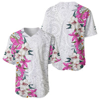 Hawaii Tropical Leaves and Flowers Baseball Jersey Tribal Polynesian Pattern White Style LT03 - Polynesian Pride