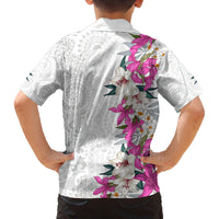 Hawaii Tropical Leaves and Flowers Family Matching Summer Maxi Dress and Hawaiian Shirt Tribal Polynesian Pattern White Style LT03 - Polynesian Pride