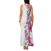 Hawaii Tropical Leaves and Flowers Family Matching Tank Maxi Dress and Hawaiian Shirt Tribal Polynesian Pattern White Style LT03 - Polynesian Pride