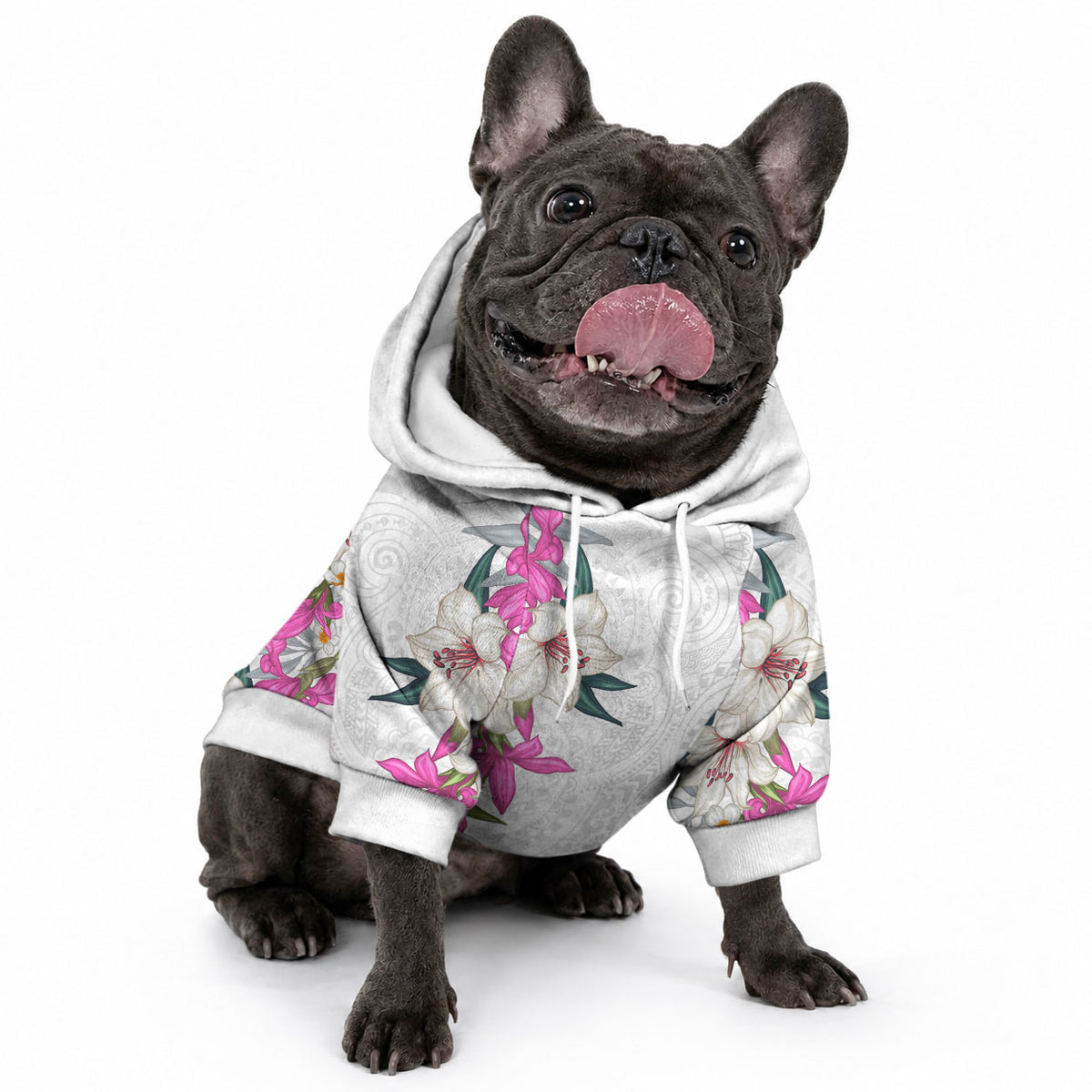 Hawaii Tropical Leaves and Flowers Pet Hoodie