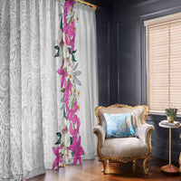Hawaii Tropical Leaves and Flowers Window Curtain Tribal Polynesian Pattern White Style