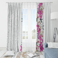 Hawaii Tropical Leaves and Flowers Window Curtain Tribal Polynesian Pattern White Style