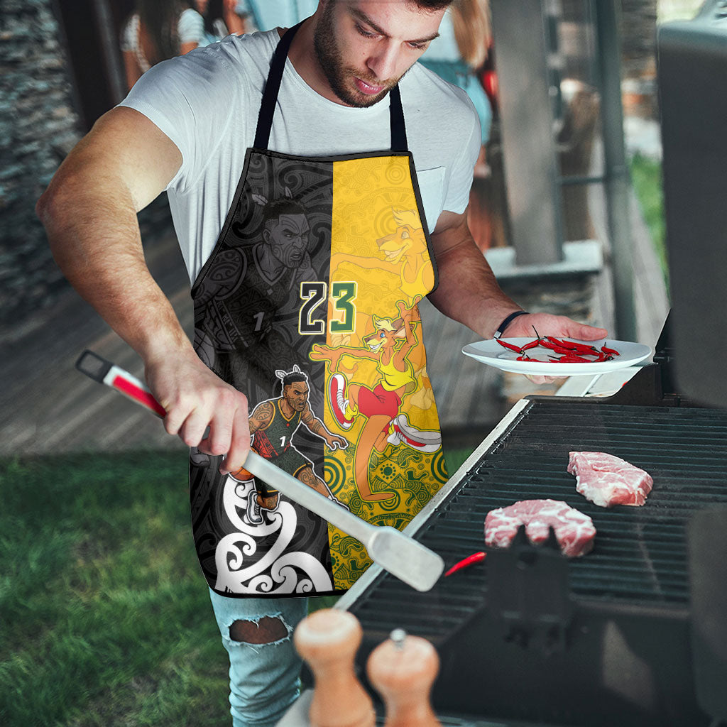 Aotearoa New Zealand And Australia Basketball Custom Apron Maori Tribal Tattoo And Aboriginal Dot Art Heritage LT03 - Polynesian Pride