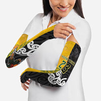 Aotearoa New Zealand And Australia Basketball Custom Arm Sleeves Maori Tribal Tattoo And Aboriginal Dot Art Heritage LT03 - Polynesian Pride