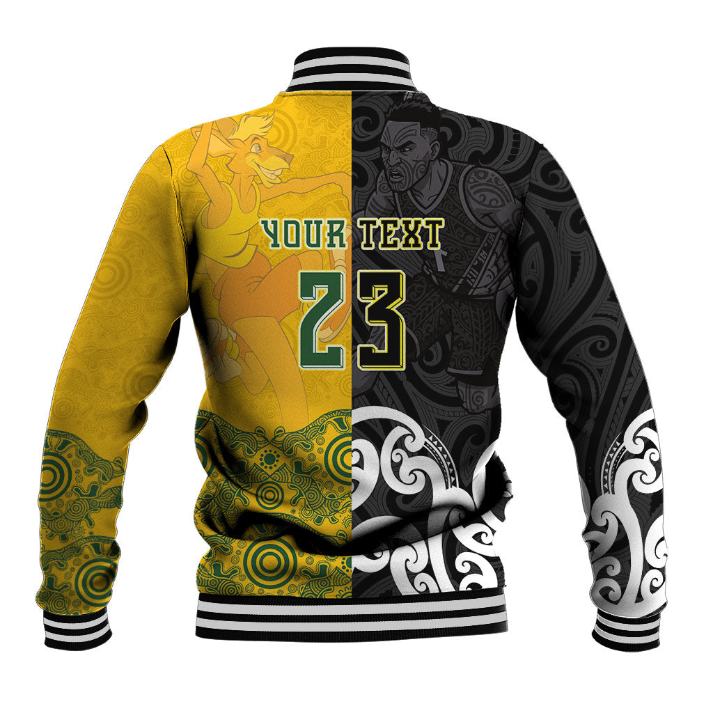 Aotearoa New Zealand And Australia Basketball Custom Baseball Jacket Maori Tribal Tattoo And Aboriginal Dot Art Heritage LT03 - Polynesian Pride