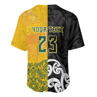 Aotearoa New Zealand And Australia Basketball Custom Baseball Jersey Maori Tribal Tattoo And Aboriginal Dot Art Heritage LT03 - Polynesian Pride