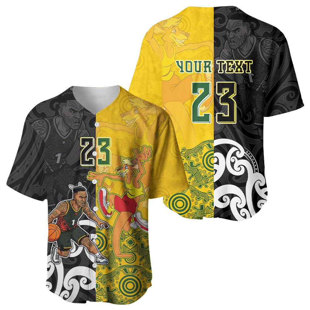 Aotearoa New Zealand And Australia Basketball Custom Baseball Jersey Maori Tribal Tattoo And Aboriginal Dot Art Heritage LT03 - Polynesian Pride
